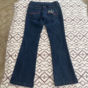 Vtg Y2K Lee Low Rise Embroidered Dark Wash Bootcut Jeans